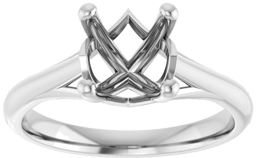 14K White 7 mm Cushion Solitaire Engagement Ring Mounting (3)