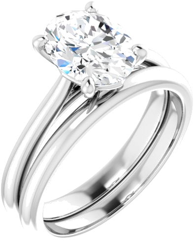 Sužadėtuvių Žiedas „Solitaire“ 585 Baltojo Aukso Oval 9mm x 7mm (6)