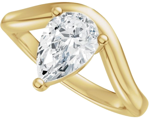 Sužadėtuvių Žiedas „Solitaire Asymmetric“ 14k yellow gold Pear 9mm x 6mm (5)