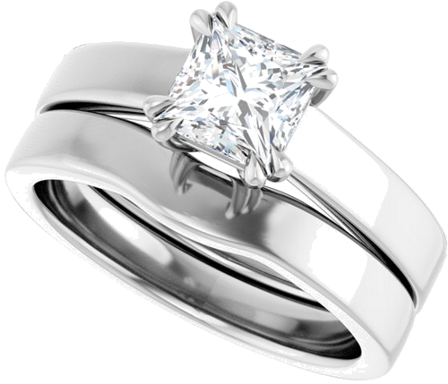 Sužadėtuvių Žiedas „Double Claw-Prong Solitaire“ 14k white gold Square 5.5mm (10)