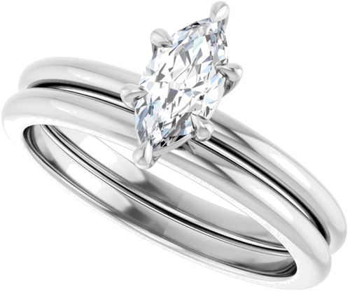 Sužadėtuvių Žiedas „Claw-Prong“ 14k white gold Marquise 8mm x 4mm (10)
