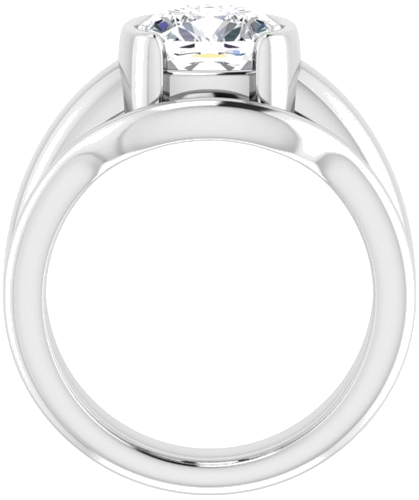 Sužadėtuvių Žiedas „Half-Bezel Solitaire“ 14k white gold Cushion 8mm (7)
