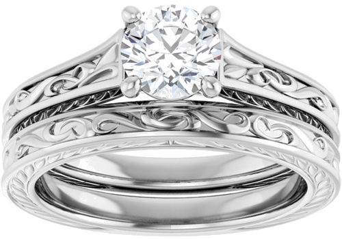 Sužadėtuvių Žiedas „Solitaire Scroll“ 14k white gold Round 5.8mm (13)