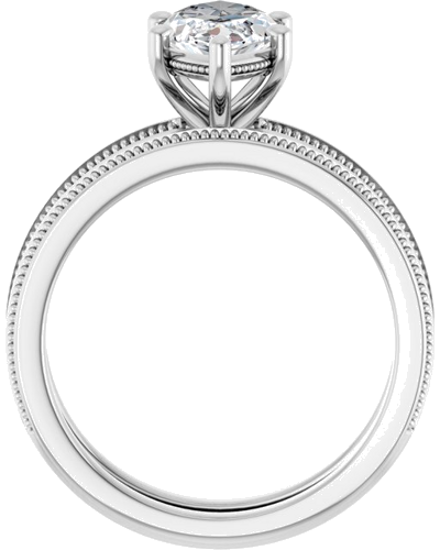 Sužadėtuvių Žiedas „Solitaire Milgrain“ 14k white gold Marquise 12mm x 6mm (7)