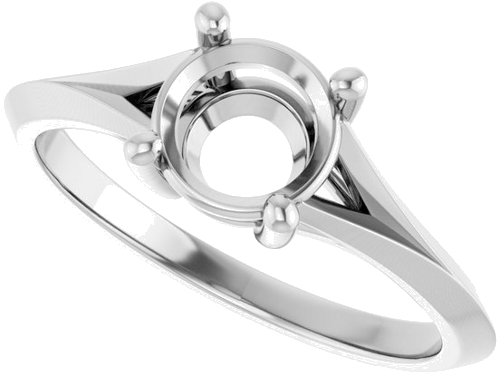 14K White 6.5 mm Round Solitaire Engagement Ring Mounting (5)