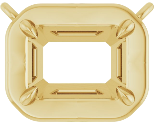 Pakabukas „Claw-Prong Solitaire Bezel-Style“ 10k yellow gold Emerald 7mm x 5mm (1)