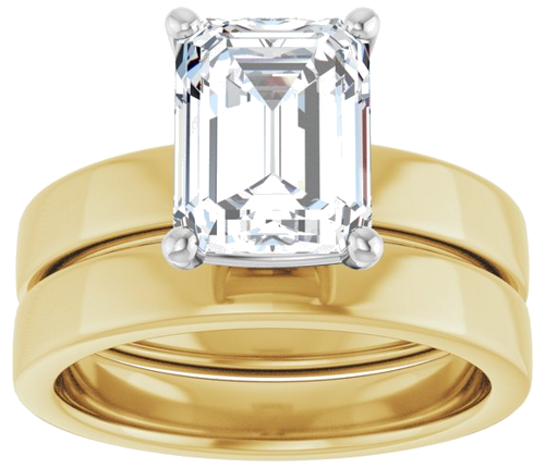 Sužadėtuvių Žiedas „Solitaire“ 14k yellow/white gold Emerald 9mm x 7mm (8)