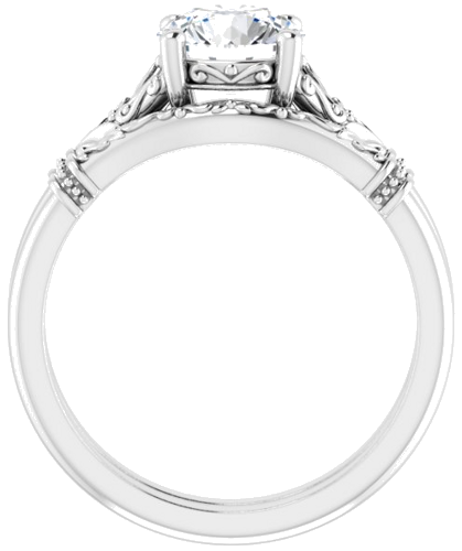 Sužadėtuvių Žiedas „Sculptural“ 10k white gold Round 7mm (7)