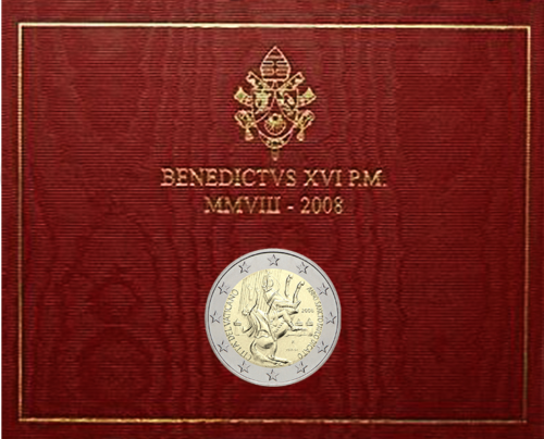 2008 Vatikanas Šv. Paulius 2 eurų moneta (2)
