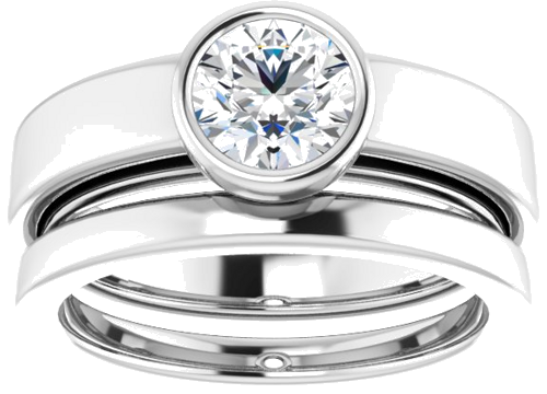 Sužadėtuvių Žiedas „Bezel-Set Solitaire“ 14k white gold Round 6mm (8)