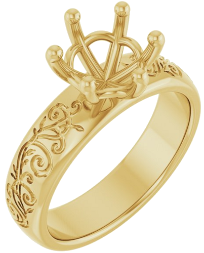 14K Yellow 8 mm Round Solitaire Engagement Ring Mounting (1)