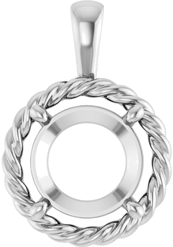 Pakabukas „Rope Solitaire Charm“ 14k white gold Round 10mm (1)