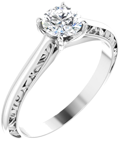 Sužadėtuvių Žiedas „Solitaire Sculptural“ 14k white gold Round 5.2mm (6)