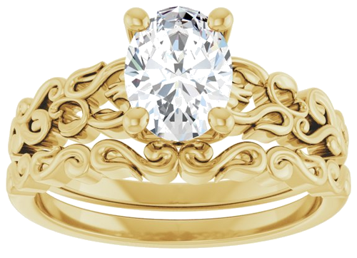 Sužadėtuvių Žiedas „Solitaire Sculptural“ 14k yellow gold Oval 8mm x 6mm (8)