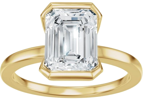 Sužadėtuvių Žiedas „Half Bezel Solitaire“ 14k yellow gold Emerald 8.5mm x 6.5mm (3)