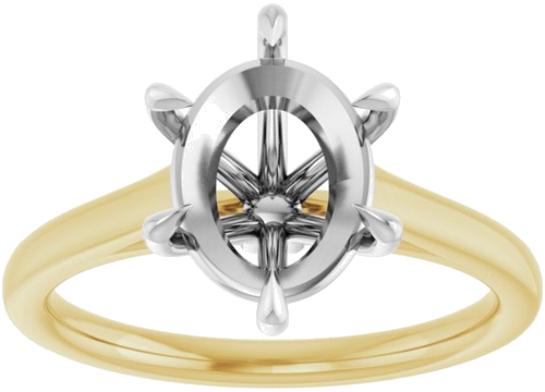 Sužadėtuvių Žiedas „Claw-Pong“ 14k yellow/white gold Oval 10mm x 8mm (3)
