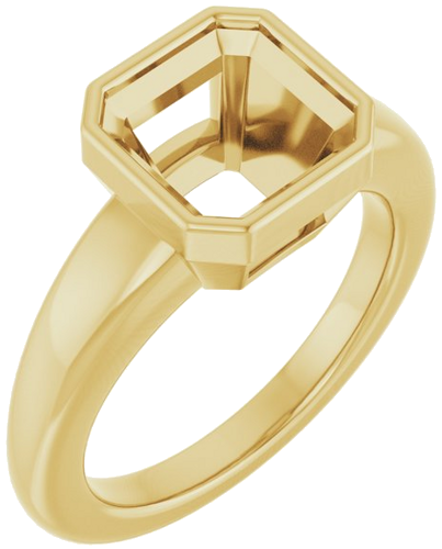Sužadėtuvių Žiedas „Bezel-Set Solitaire“ 14k yellow gold Asscher 8mm (1)