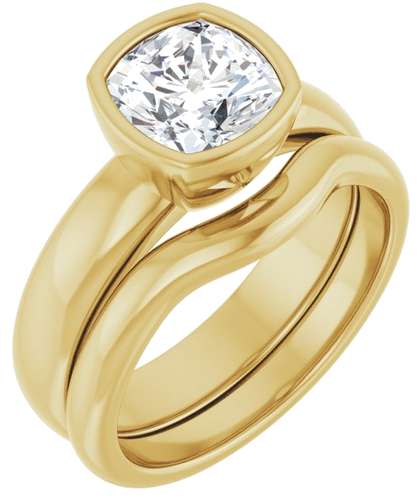 Sužadėtuvių Žiedas „Bezel-Set Solitaire“ 14k yellow gold Cushion 7mm (6)