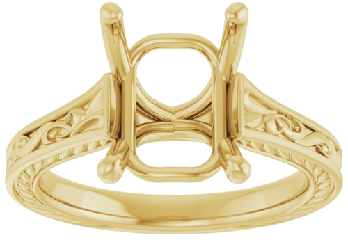 Sužadėtuvių Žiedas „Solitaire Scroll“ 14k yellow gold Emerald 10mm x 8mm (3)