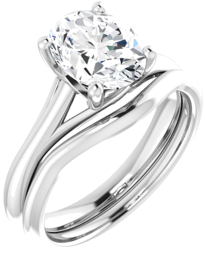 14K White 9x7 mm Oval Solitaire Engagement Ring Mounting (6)