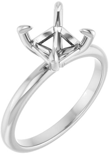 14K White  7x7 mm Asscher Solitaire Engagement Ring Mounting (1)