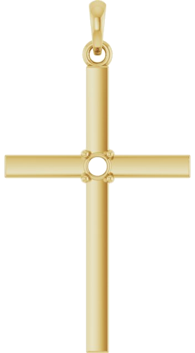 Pakabukas „Birthstone Cross“ 14k yellow gold Round 2.5mm (1)