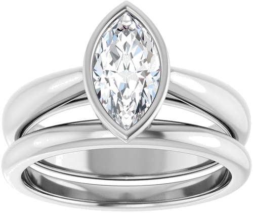 Sužadėtuvių Žiedas „Bezel-Set Solitaire“ 10k white gold Marquise 9.5mm x 5mm (8)