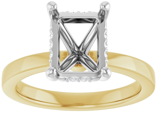 Sužadėtuvių Žiedas „Hidden Halo-Style“ 14k yellow/white gold Emerald 9mm x 7mm (3)