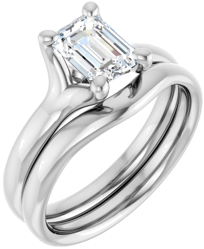 Sužadėtuvių Žiedas „Solitaire“ 14k white gold Emerald 7mm x 5mm (6)