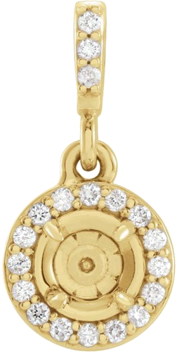 14K Yellow 5 mm Round 1 10 CTW Natural Diamond Semi-Set Pendant (1)