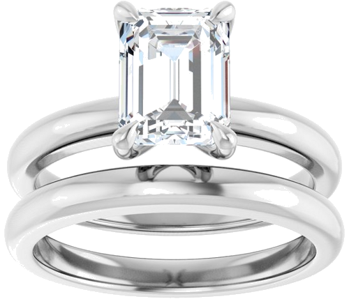 14K White 8x6 mm Emerald Solitaire Engagement Ring Mounting (8)