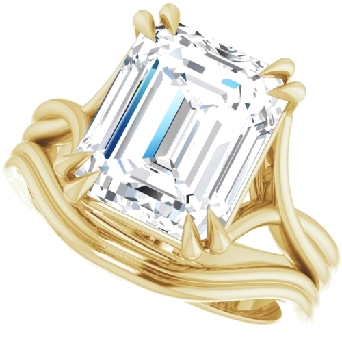 Sužadėtuvių Žiedas „Double Claw-Prong Solitaire Criss-Cross“ 14k yellow gold Emerald 11mm x 9mm (10)