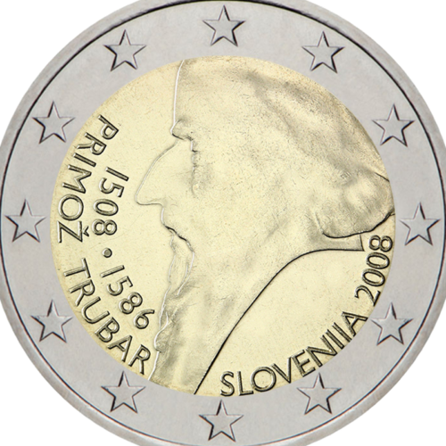 2008 Slovėnija Primož Trubar 2 eurų moneta (2)