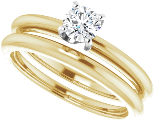 14K Yellow   White  4.4 mm Round Solitaire Engagement Ring Mounting (10)