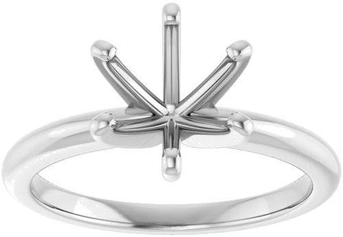 14K White  8 mm Round Solitaire Engagement Ring Mounting (3)