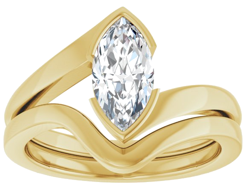 Sužadėtuvių Žiedas „Half-Bezel Solitaire“ 14k yellow gold Marquise 10mm x 5mm (8)