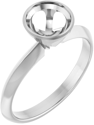 14K White 6.5 mm Round Solitaire Engagement Ring Mounting (1)