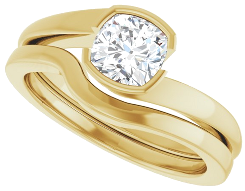 Sužadėtuvių Žiedas „Half-Bezel Solitaire“ 10k yellow gold Cushion 5.5mm (10)