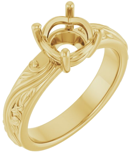 Sužadėtuvių Žiedas „Solitaire Sculptural“ 14k yellow gold Round 7.4mm (1)