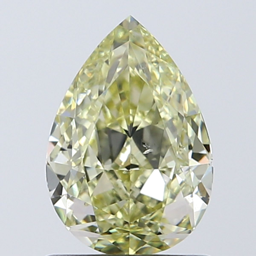 1.01 carat Fancy Greenish Yellow-SI1 Natūralus Pear Deimantas (1)