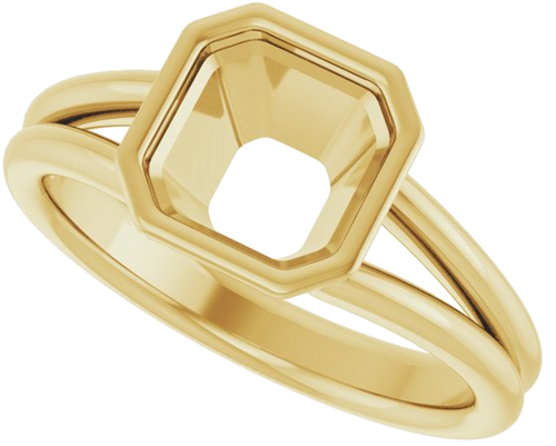 Sužadėtuvių Žiedas „Bezel-Set Solitaire“ 14k yellow gold Asscher 7mm (5)