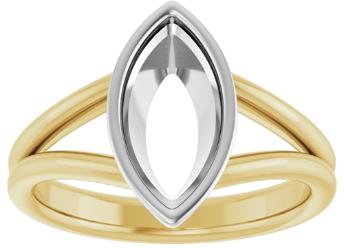 Sužadėtuvių Žiedas „Bezel-Set Solitaire“ 14k yellow/white gold Marquise 12mm x 6mm (3)