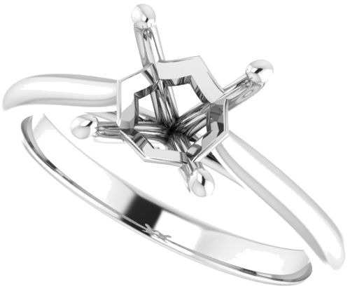 14K White 6 mm Square Solitaire Engagement Ring Mounting (5)