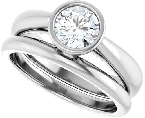 Sužadėtuvių Žiedas „Bezel-Set Solitaire“ 14k white gold Round 5.8mm (10)