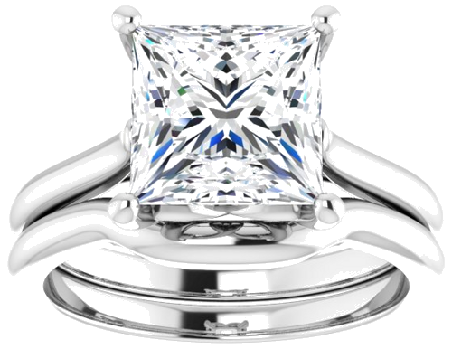 Sužadėtuvių Žiedas „Solitaire“ 585 Baltojo Aukso Square 8mm (8)