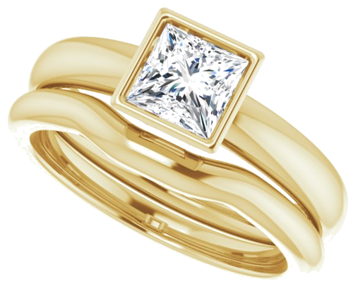 Sužadėtuvių Žiedas „Bezel-Set Solitaire“ 14k yellow gold Square 5mm (10)