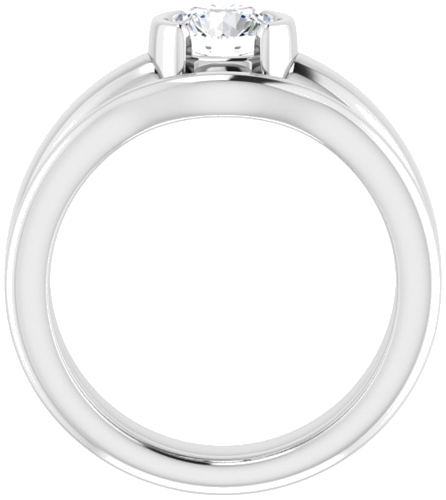 Sužadėtuvių Žiedas „Half Bezel Solitaire“ 585 Baltojo Aukso Round 6mm (7)