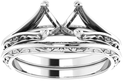 14K White 5 mm Square Engagement Ring Mounting (8)