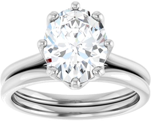 Sužadėtuvių Žiedas „Solitaire“ 14k white gold Oval 10mm x 8mm (8)