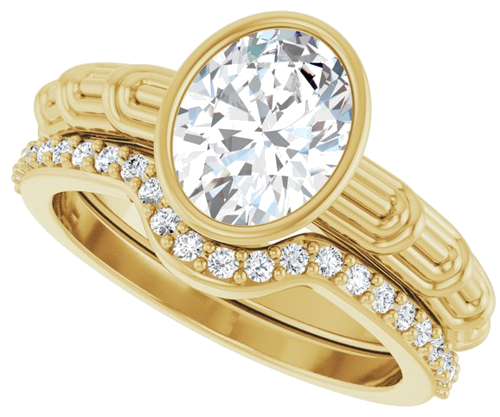 14K Yellow 9 x 7 mm Oval Solitaire Engagement Ring Mounting (10)